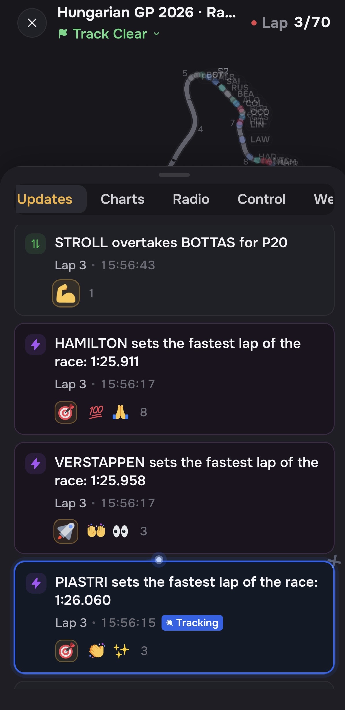 Trackside app screen 3